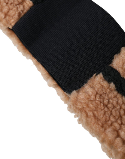 Chapeau bandeau en laine polaire marron et noir Dolce &amp; Gabbana pour homme