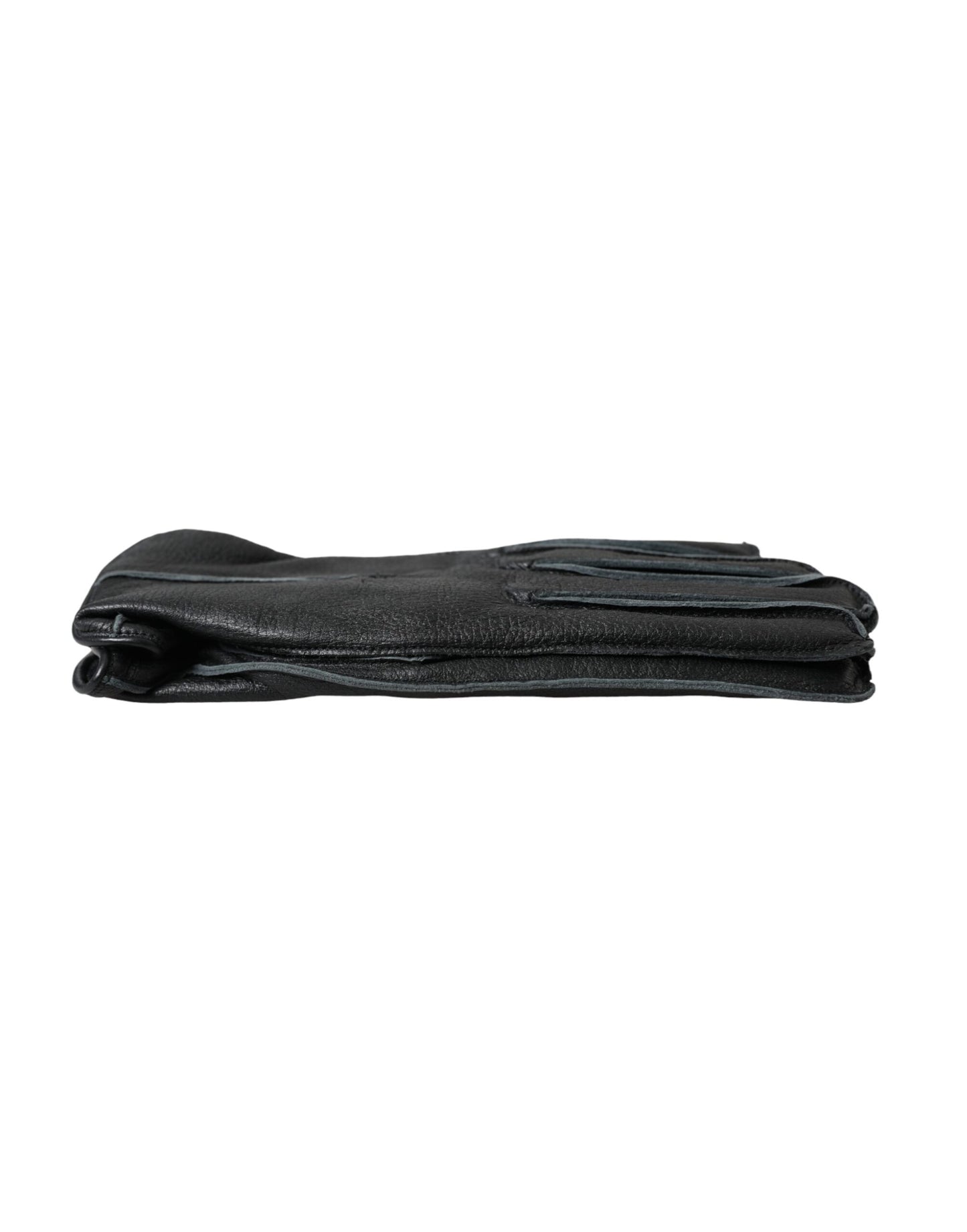 Gants en cuir de cerf noir Dolce &amp; Gabbana à longueur de poignet
