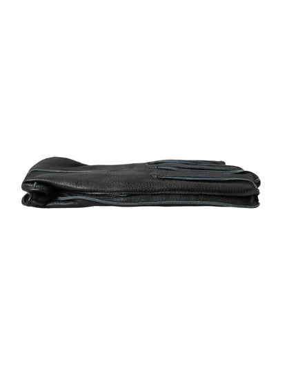 Gants en cuir de cerf noir Dolce &amp; Gabbana à longueur de poignet