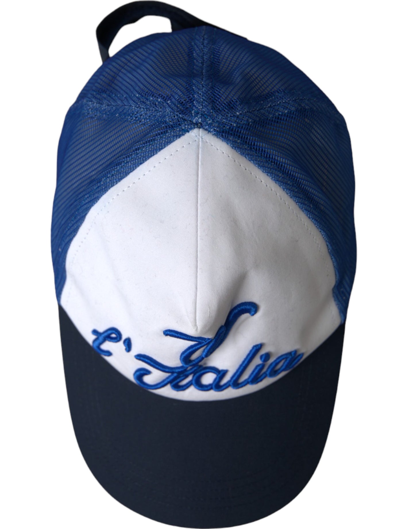Dolce &amp; Gabbana Blue White Black Italia Mesh Baseball Hat