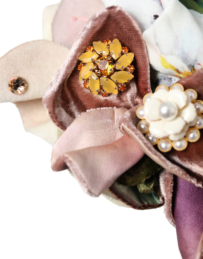 Dolce &amp; Gabbana Blue Floral Motif Turban Head Hat Women
