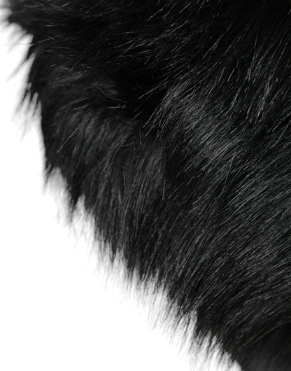 Dolce &amp; Gabbana Black Faux Fur Womens Bucket Hat