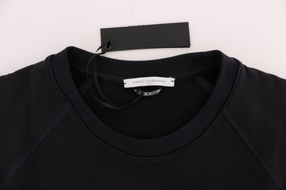 Pull ras du cou en coton bleu foncé chic Daniele Alessandrini