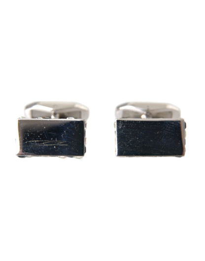 Boutons de manchette Dolce &amp; Gabbana pour homme en métal plaqué argent et laiton