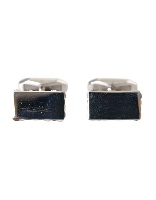 Boutons de manchette Dolce &amp; Gabbana pour homme en métal plaqué argent et laiton