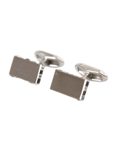 Boutons de manchette Dolce &amp; Gabbana pour homme en métal plaqué argent et laiton