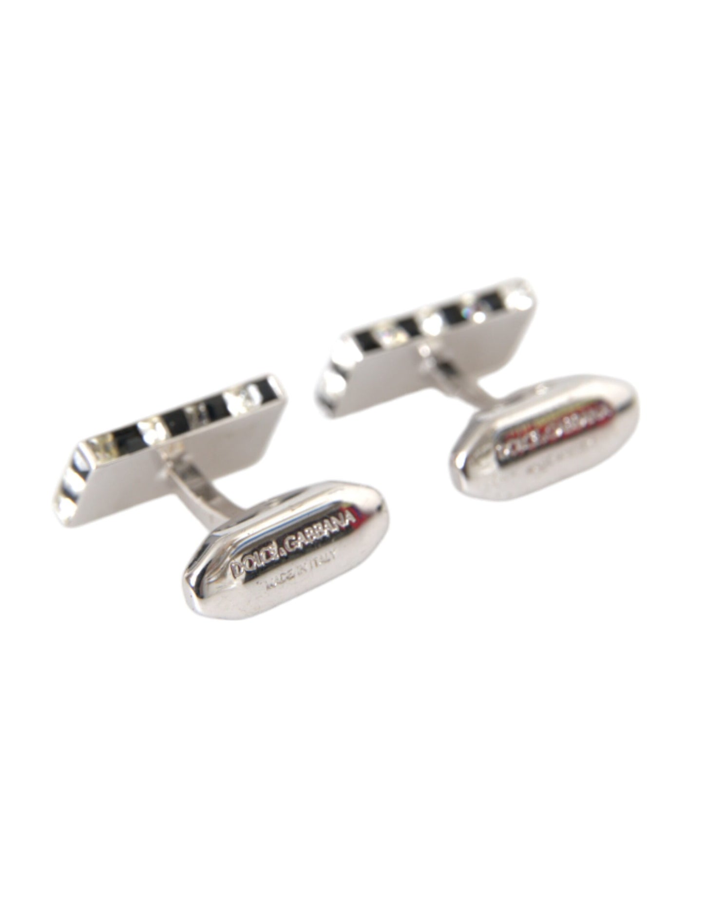 Boutons de manchette Dolce &amp; Gabbana pour homme en métal plaqué argent et laiton