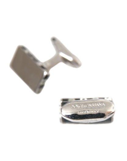 Boutons de manchette Dolce &amp; Gabbana pour homme en métal plaqué argent et laiton