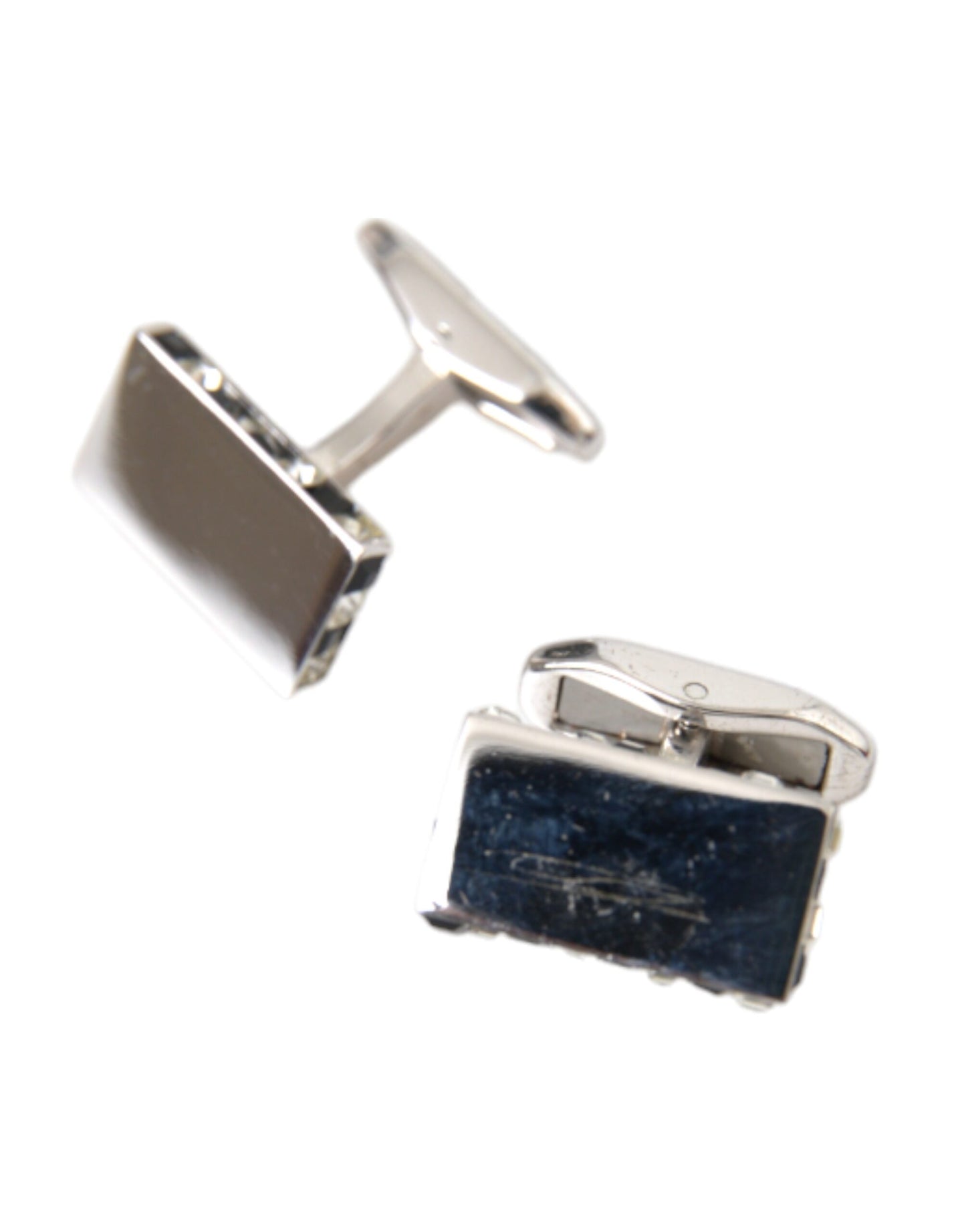 Boutons de manchette Dolce &amp; Gabbana pour homme en métal plaqué argent et laiton