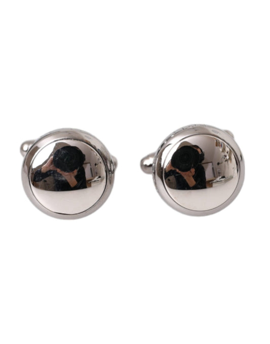 Boutons de manchette ronds Dolce &amp; Gabbana en laiton plaqué argent pour homme