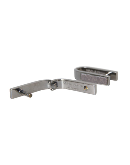 Boutons de manchette Dolce &amp; Gabbana pour homme en métal plaqué argent et laiton