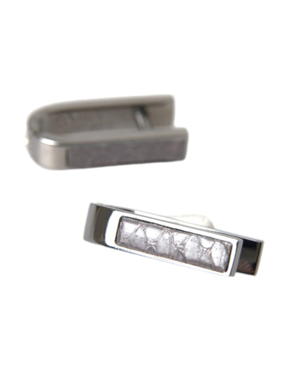 Boutons de manchette Dolce &amp; Gabbana pour homme en métal plaqué argent et laiton