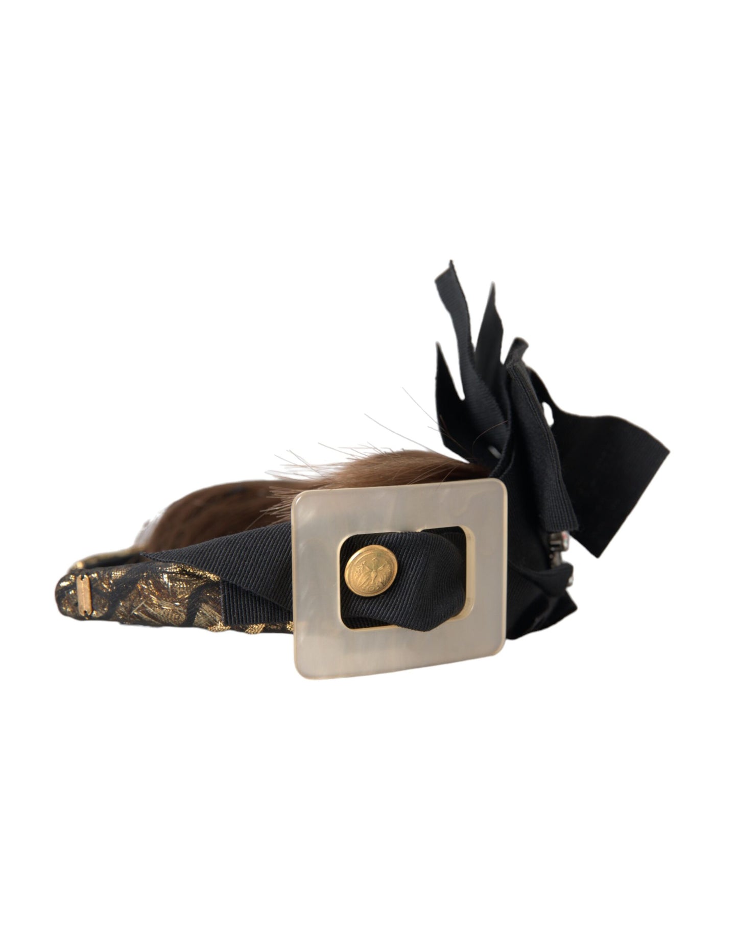 Bandeau diadème pour cheveux bruns avec boutons en cristal noir Dolce &amp; Gabbana