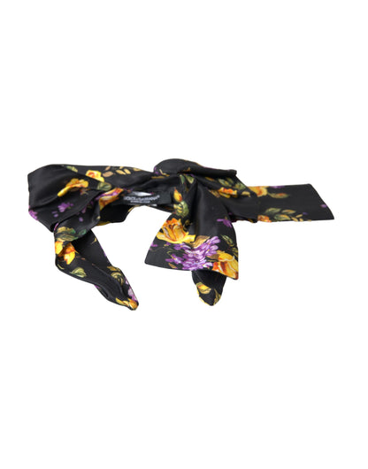 Bandeau diadème en soie noire à appliques florales Dolce &amp; Gabbana pour femme