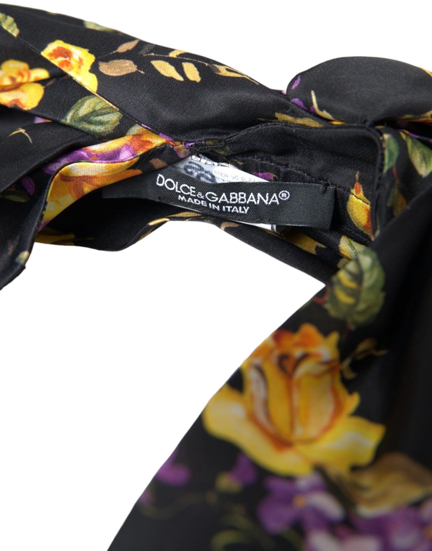 Bandeau diadème en soie noire à appliques florales Dolce &amp; Gabbana pour femme