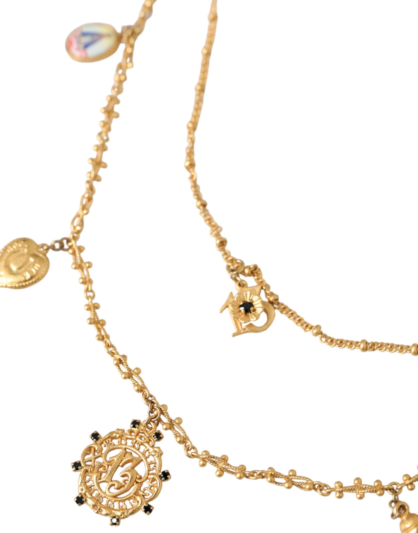 Dolce & Gabbana Gold Tone Chain Brass Charm Statement Sicily Necklace by Dolce & Gabbana