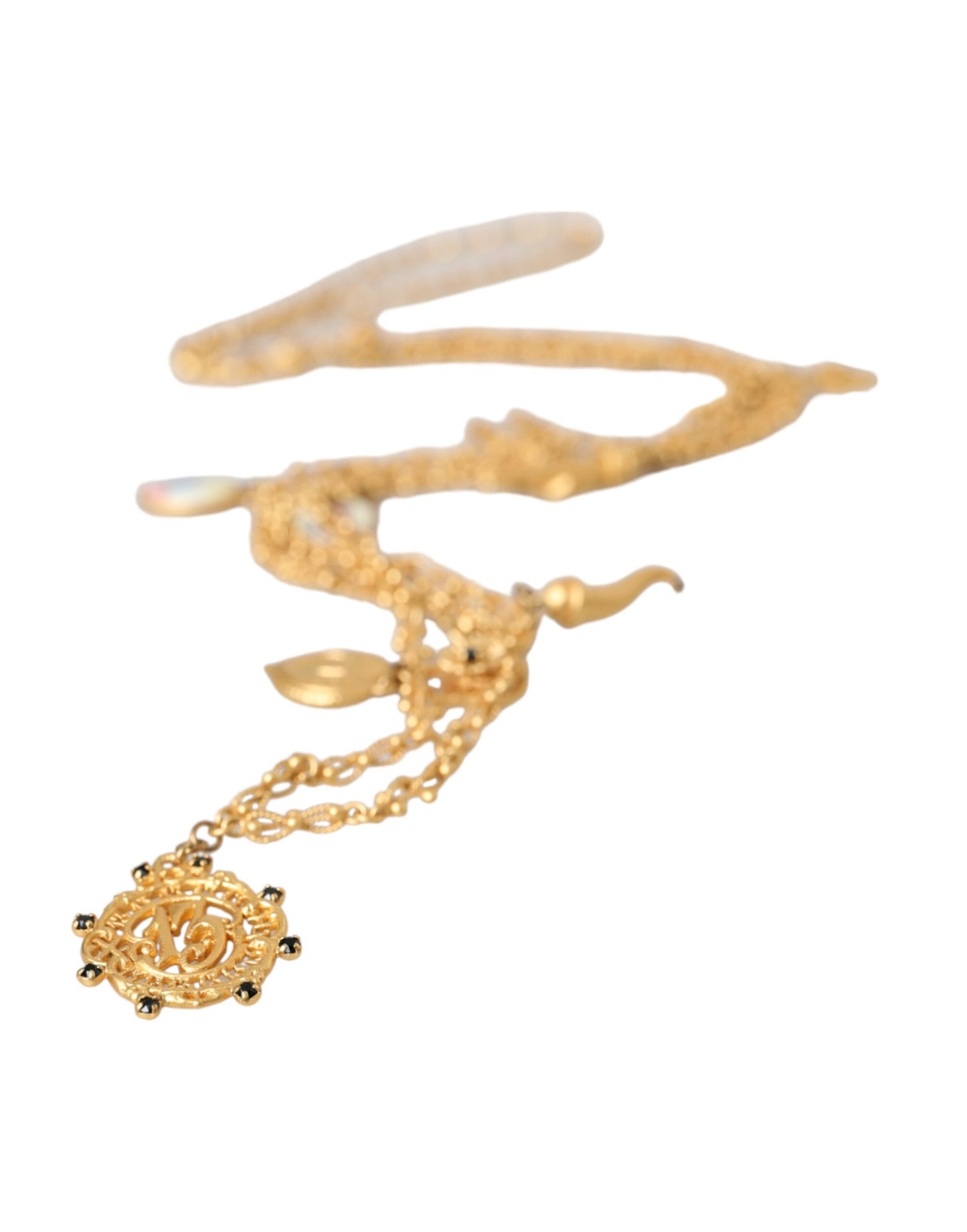 Dolce & Gabbana Gold Tone Chain Brass Charm Statement Sicily Necklace by Dolce & Gabbana