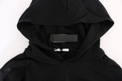 Pull à capuche élégant en coton noir Daniele Alessandrini