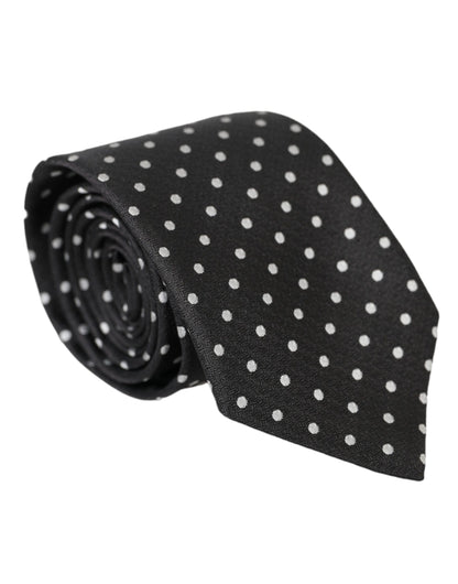 Masque facial Dolce &amp; Gabbana en soie 100 % à pois noirs et blancs