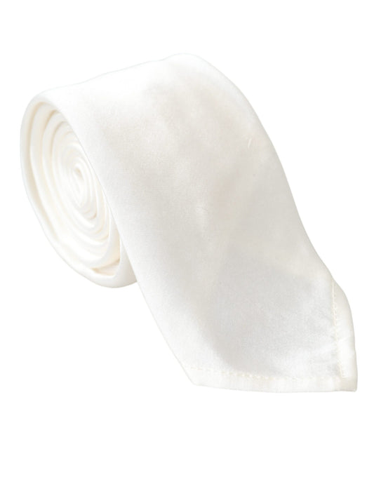 Cravate ajustable en soie mélangée blanche Dolce &amp; Gabbana pour homme