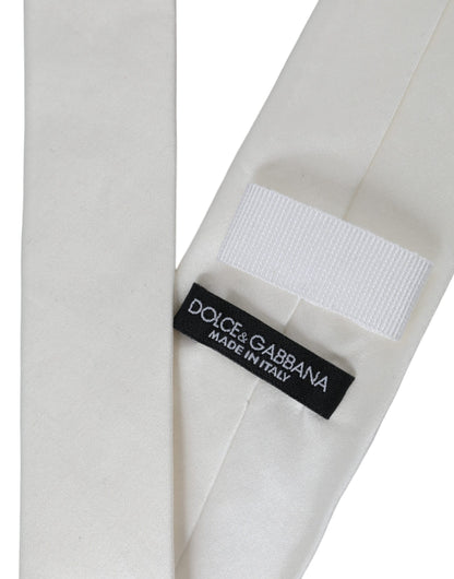 Cravate ajustable en soie mélangée blanche Dolce &amp; Gabbana pour homme