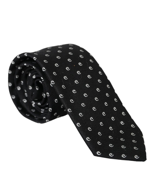 Cravate ajustable en coton mélangé à logo noir Dolce &amp; Gabbana