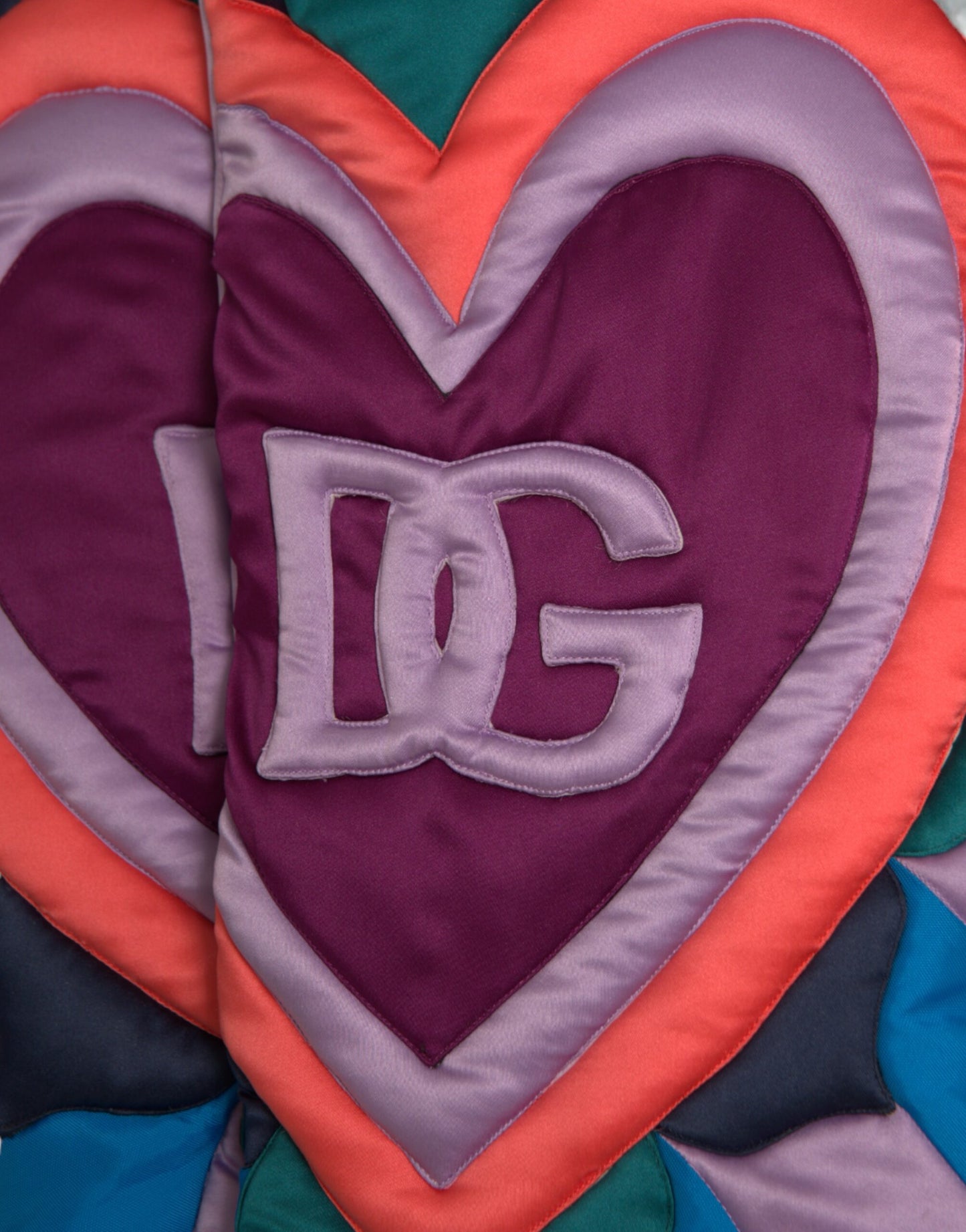 Dolce & Gabbana Multicolor Heart Logo Hooded Puffer Jacket by Dolce & Gabbana