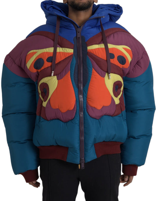 Dolce &amp; Gabbana Doudoune à capuche multicolore à motif papillon