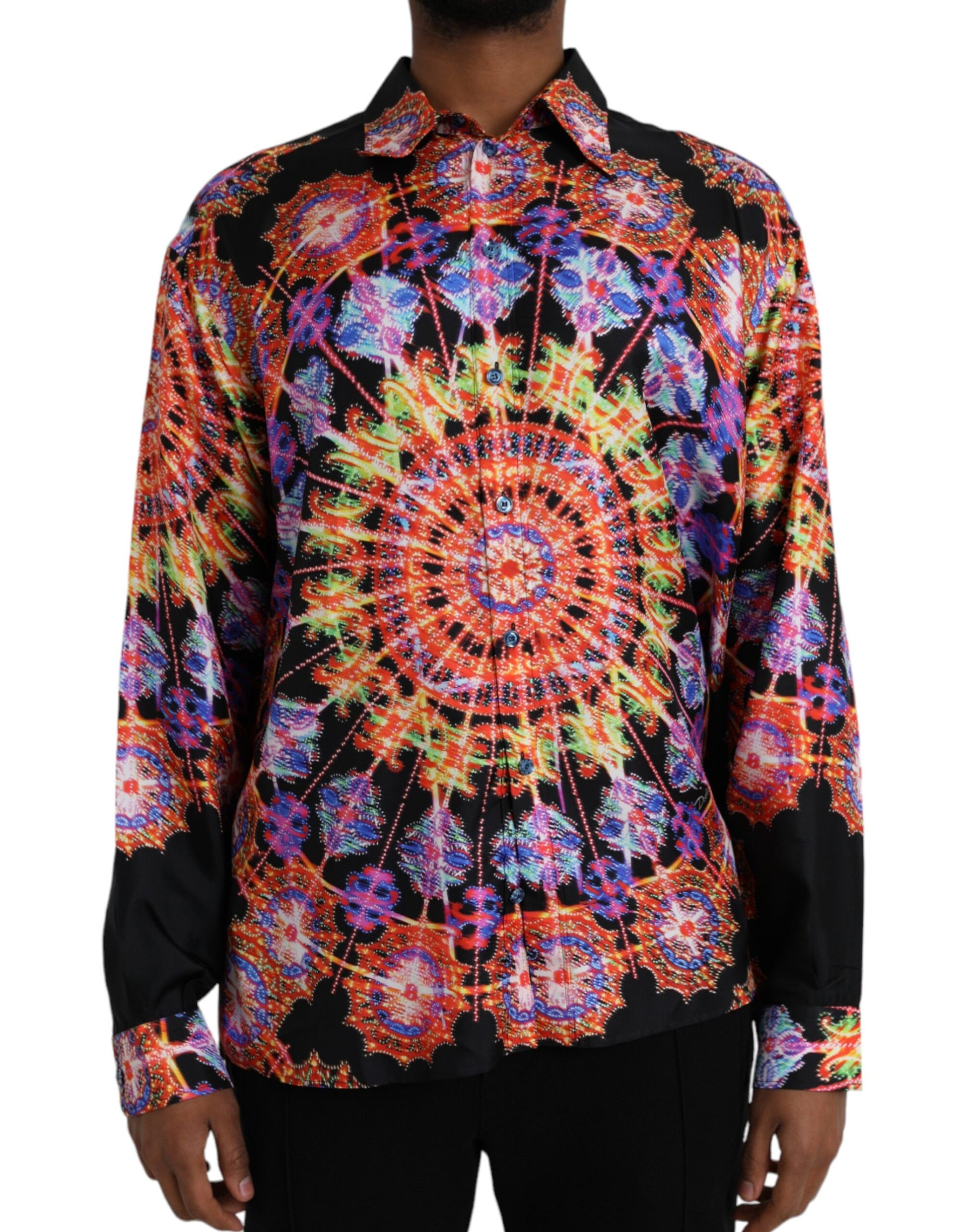 Dolce & Gabbana Multicolor Luminarie Silk Men Casual Shirt by Dolce & Gabbana