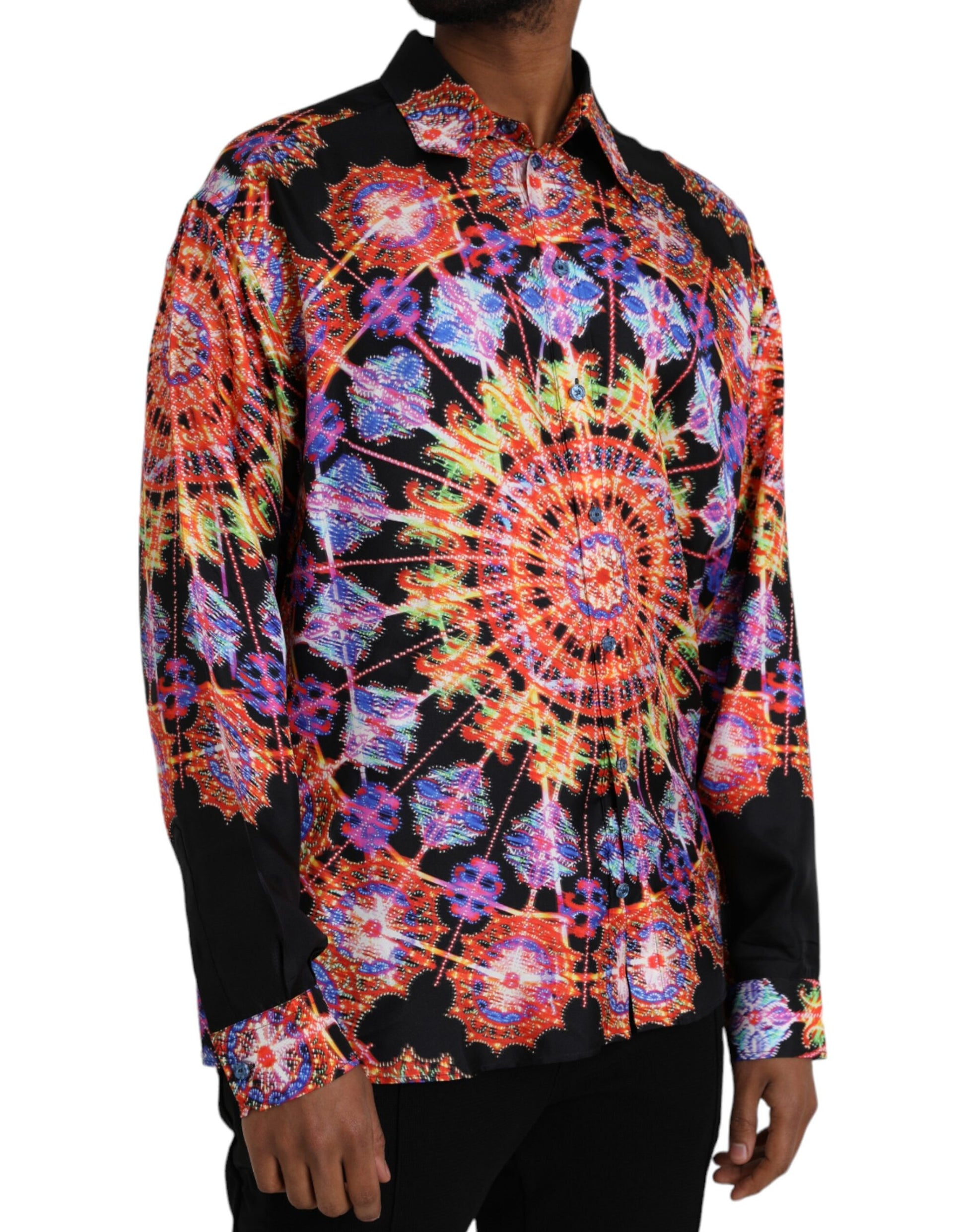 Dolce & Gabbana Multicolor Luminarie Silk Men Casual Shirt by Dolce & Gabbana