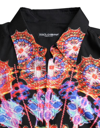 Dolce & Gabbana Multicolor Luminarie Silk Men Casual Shirt by Dolce & Gabbana