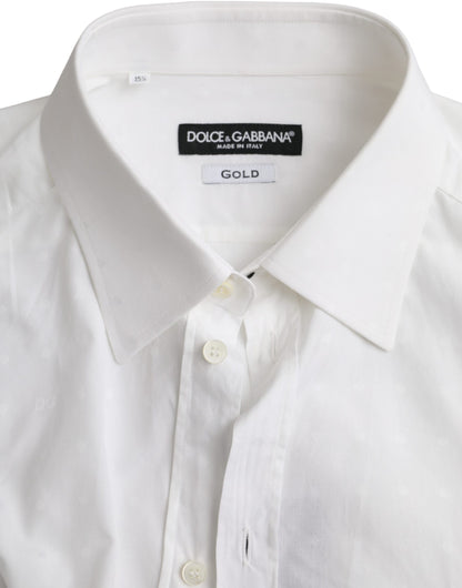 Dolce & Gabbana White Logo Cotton Men Dress GOLD Shirt by Dolce & Gabbana