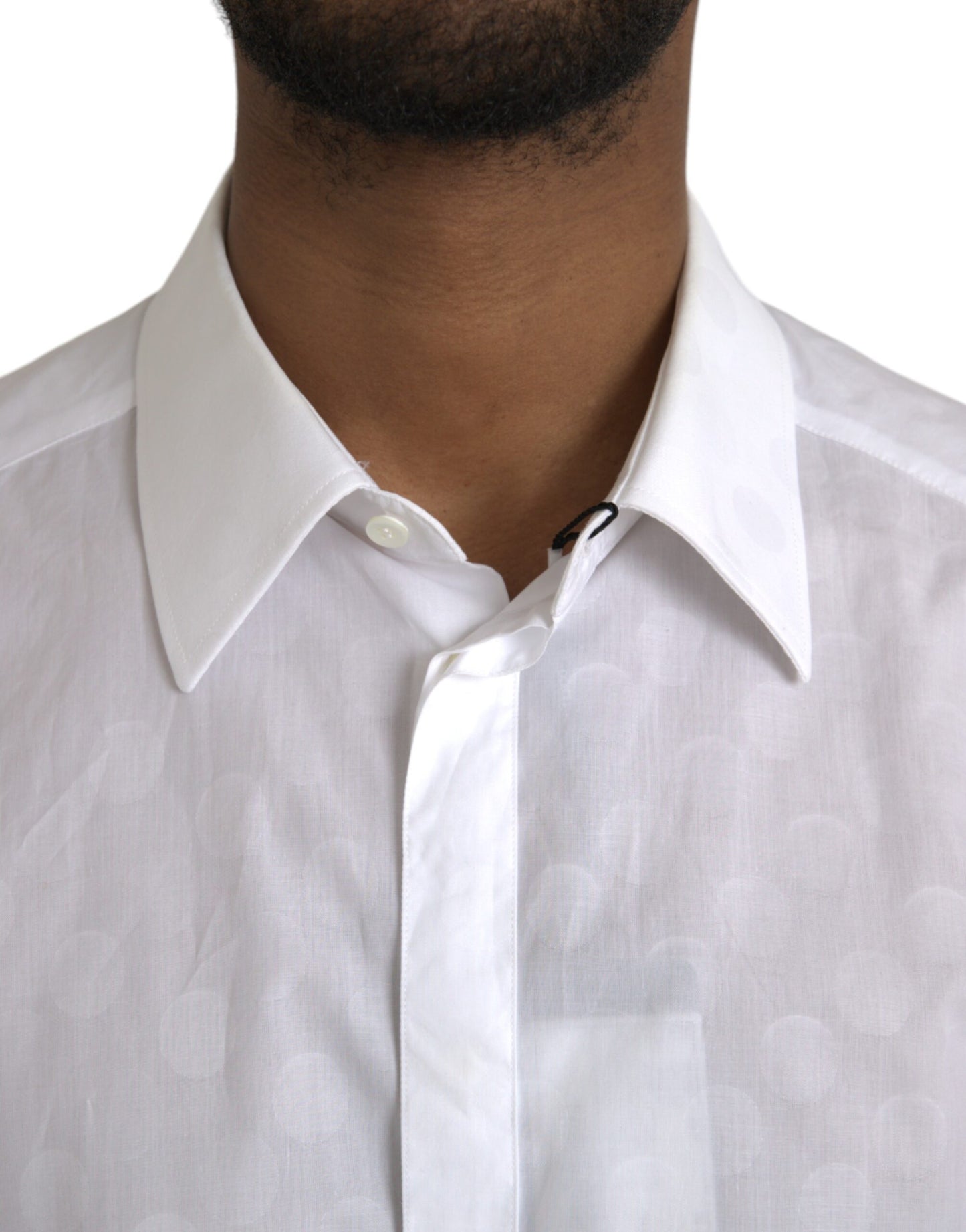 Dolce & Gabbana White Polka Dotted Cotton Dress GOLD Shirt by Dolce & Gabbana
