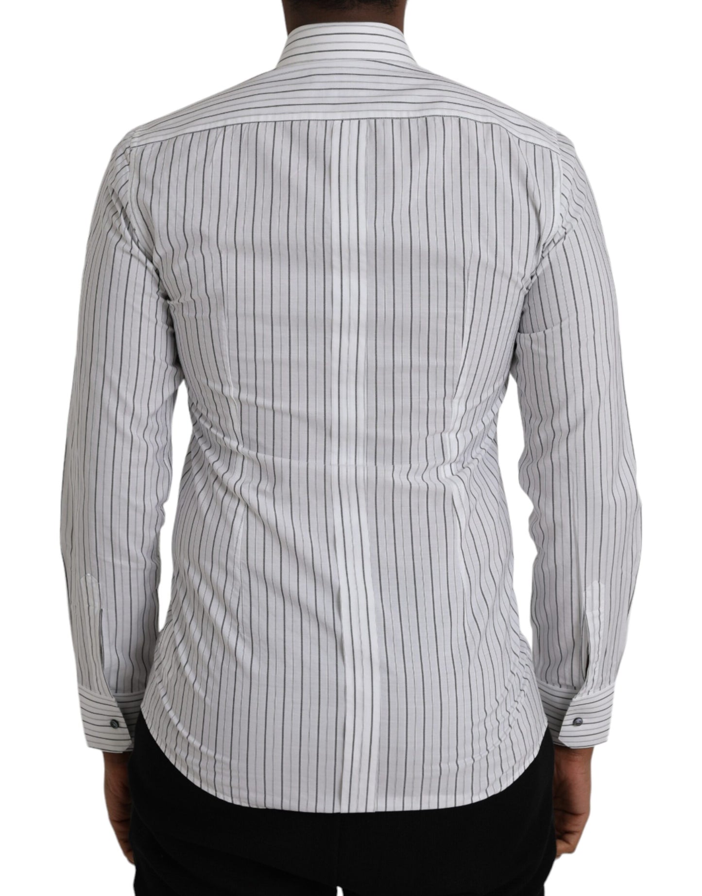 Dolce & Gabbana Black White Striped Formal Dress GOLD Shirt by Dolce & Gabbana