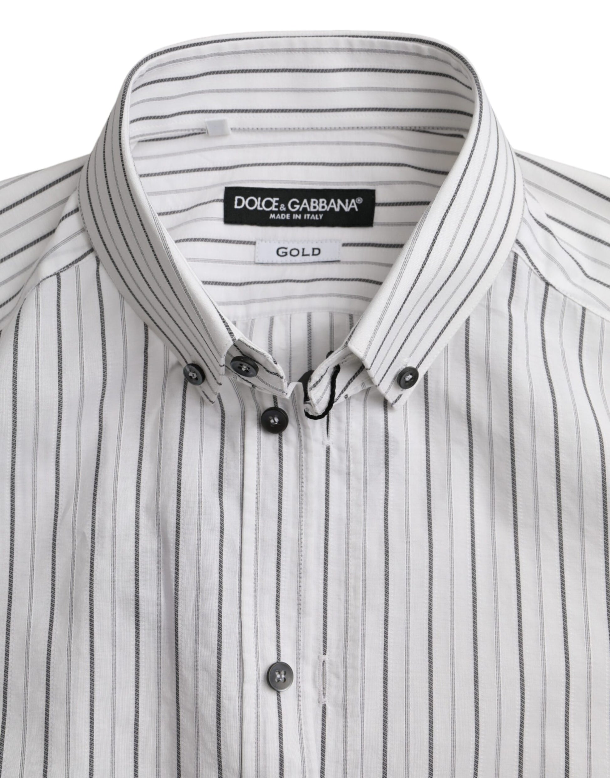 Dolce & Gabbana Black White Striped Formal Dress GOLD Shirt by Dolce & Gabbana