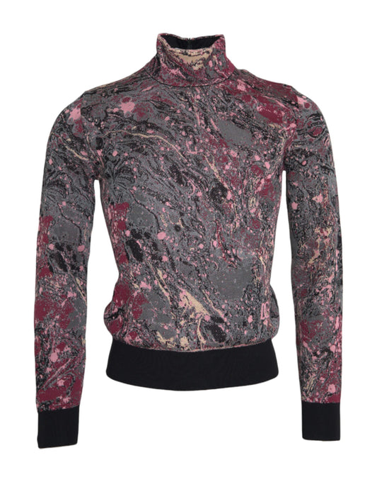 Dolce & Gabbana Multicolor Graphic Turtle Neck Men Sweater by Dolce & Gabbana
