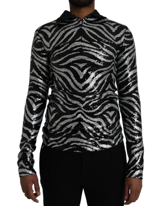 Dolce & Gabbana Black Silver Sequined Polyester Sweater by Dolce & Gabbana