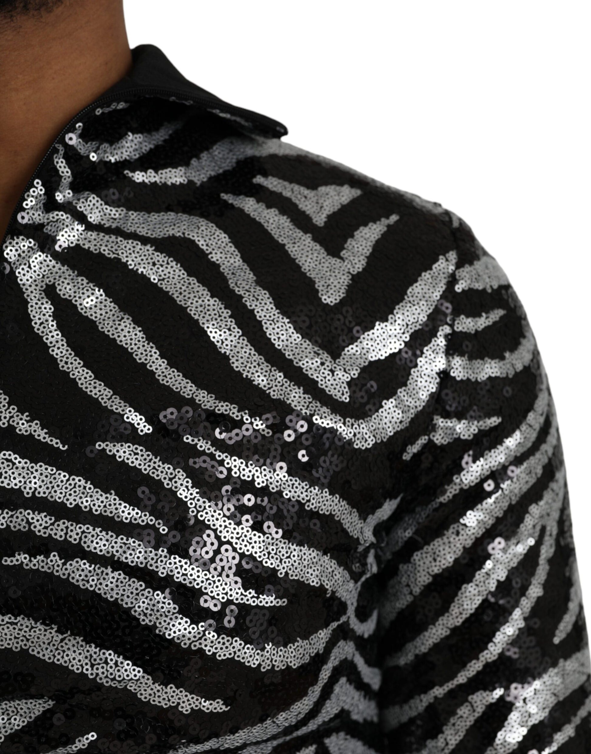 Dolce & Gabbana Black Silver Sequined Polyester Sweater by Dolce & Gabbana