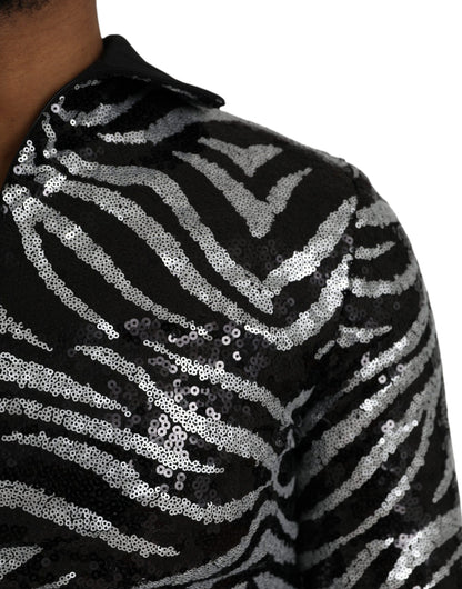 Dolce & Gabbana Black Silver Sequined Polyester Sweater by Dolce & Gabbana