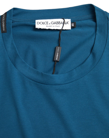 Dolce & Gabbana Blue Logo Round Neck Short Sleeves T-shirt by Dolce & Gabbana