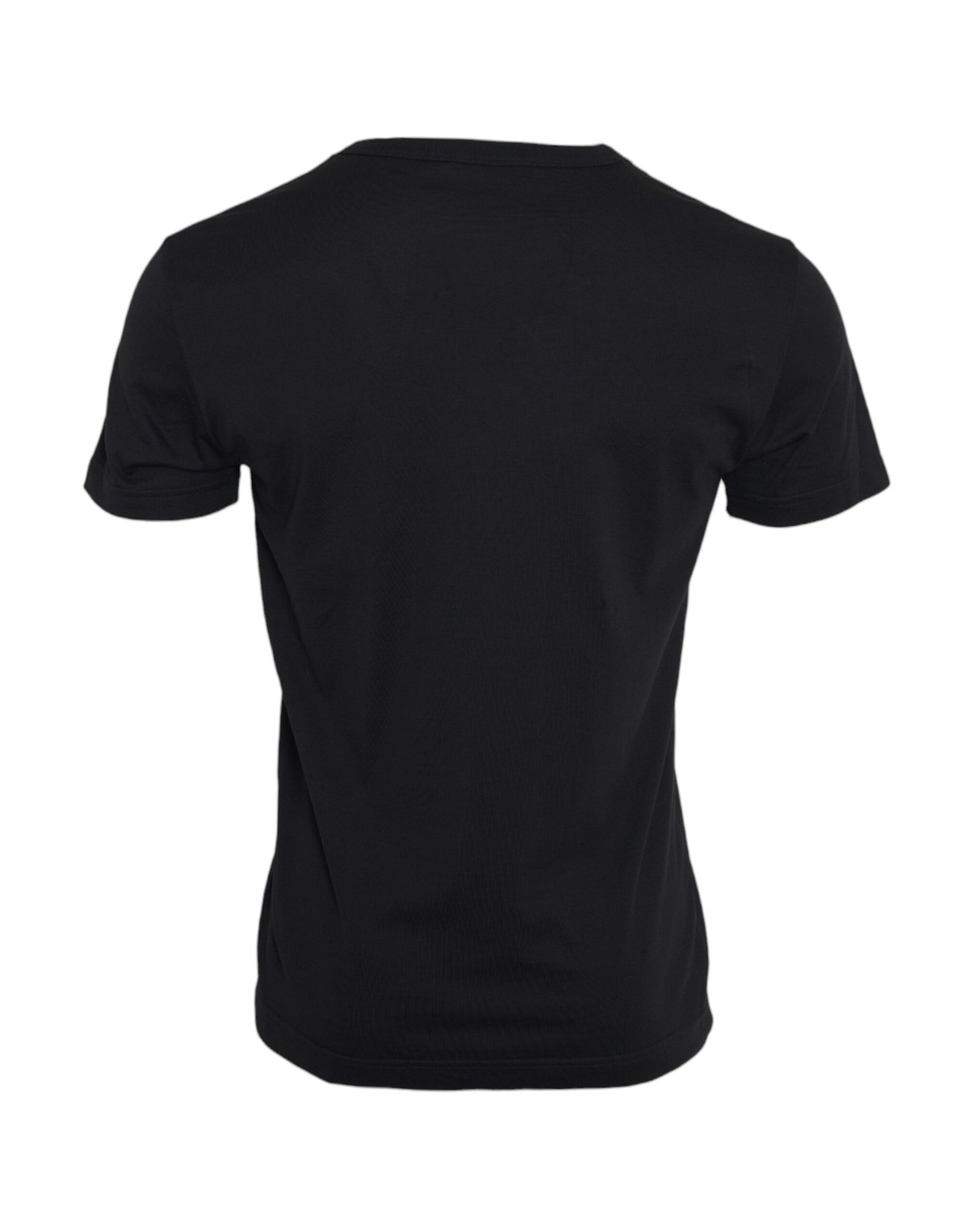Dolce & Gabbana Black Cotton Silver Chain Short Sleeve T-shirt by Dolce & Gabbana