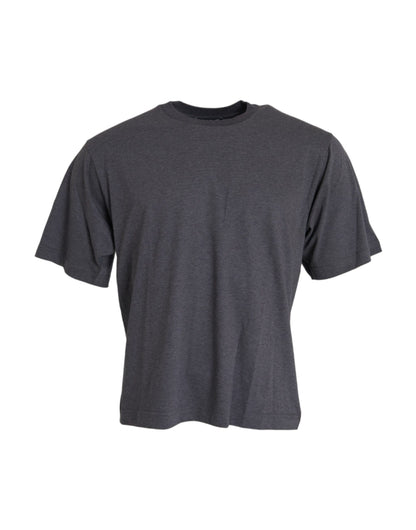 Dolce & Gabbana Gray Cotton Round Neck Short Sleeve T-shirt by Dolce & Gabbana