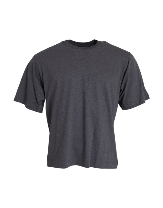 Dolce & Gabbana Gray Cotton Round Neck Short Sleeve T-shirt by Dolce & Gabbana
