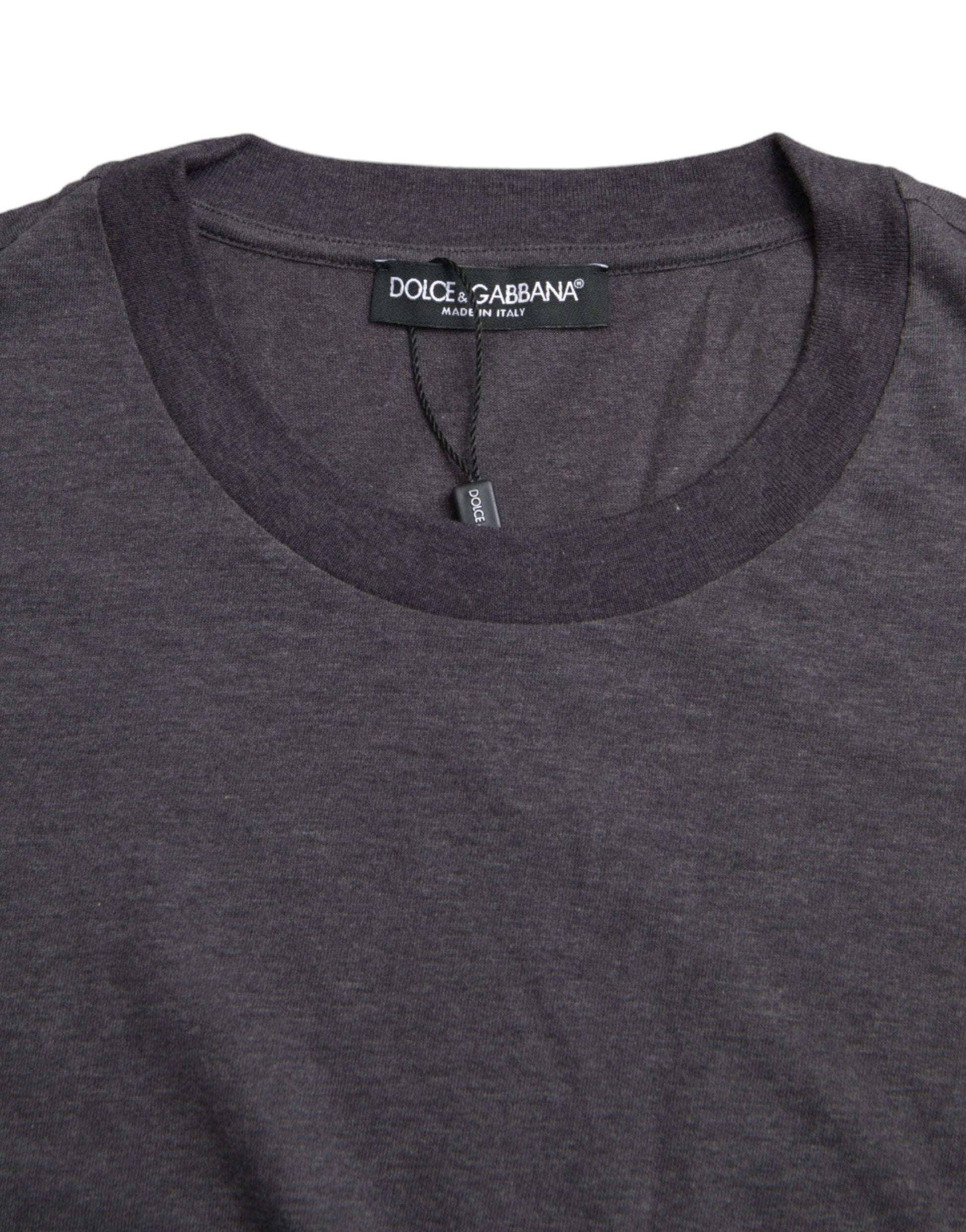 Dolce & Gabbana Gray Cotton Round Neck Short Sleeve T-shirt by Dolce & Gabbana