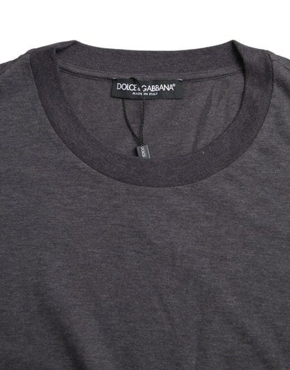 Dolce & Gabbana Gray Cotton Round Neck Short Sleeve T-shirt by Dolce & Gabbana