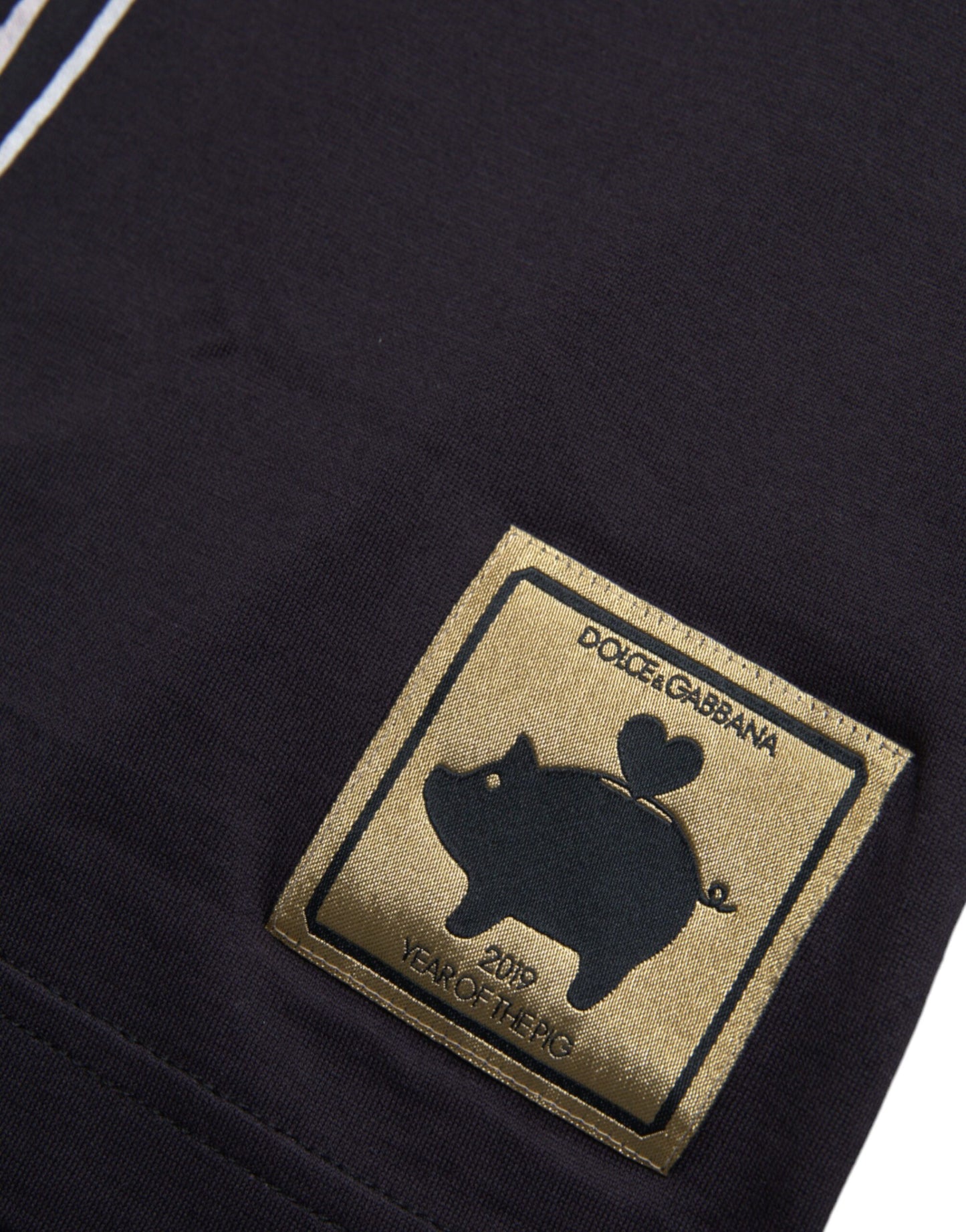 Dolce & Gabbana Black Cotton 2019 Year of the Pig T-shirt by Dolce & Gabbana