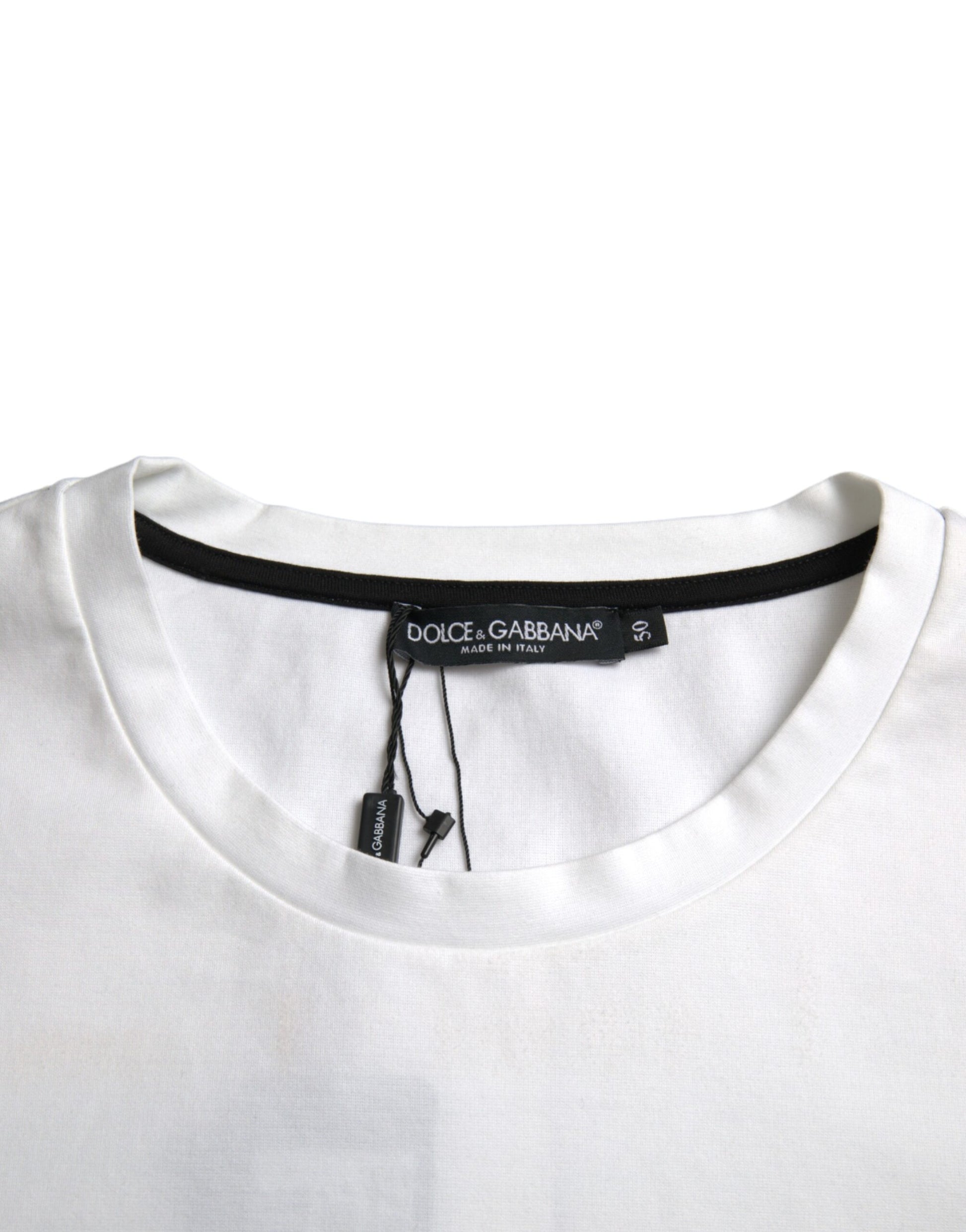 Dolce & Gabbana White Red Lips Print Cotton Men T-shirt by Dolce & Gabbana