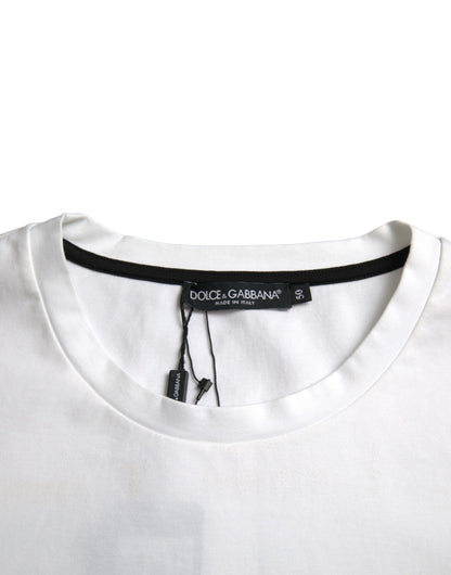 Dolce & Gabbana White Red Lips Print Cotton Men T-shirt by Dolce & Gabbana