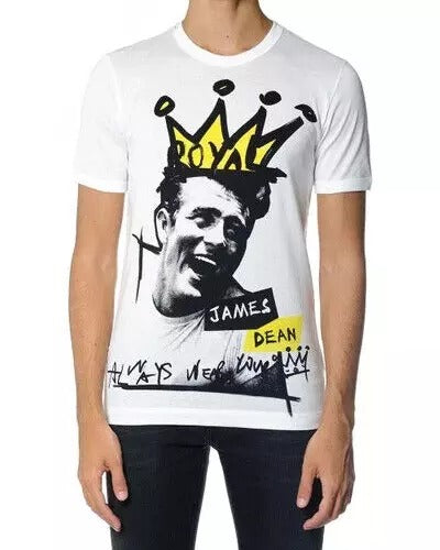 Dolce & Gabbana White Graphic Cotton Short Sleeves Men T-shirt by Dolce & Gabbana