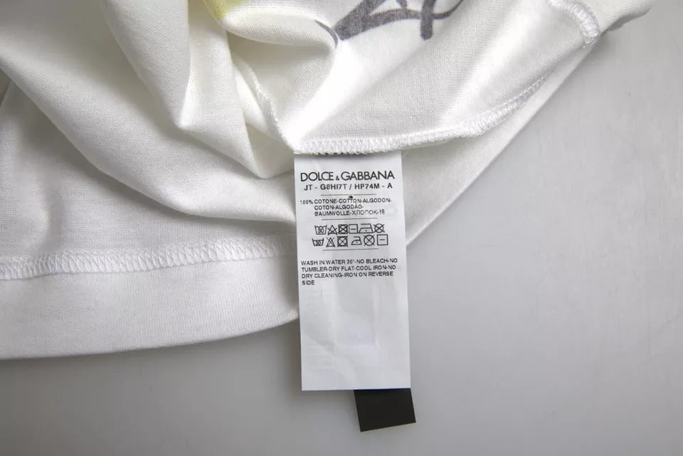Dolce & Gabbana White Graphic Cotton Short Sleeves Men T-shirt by Dolce & Gabbana
